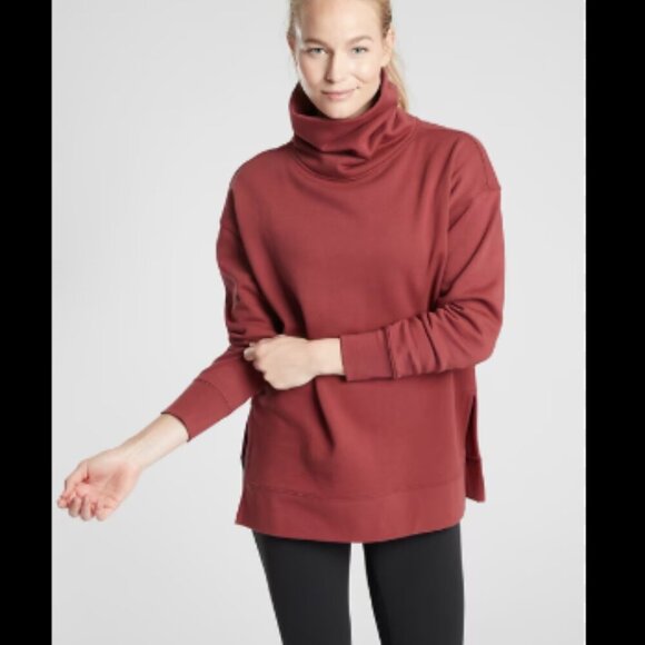 Athleta | 24/7 Funnel Neck Sweatshirt Burgundy Turtleneck Size XS - Picture 1 of 6